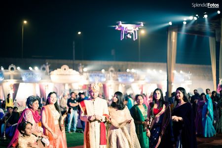 Photo of Drone taking photos at wedding