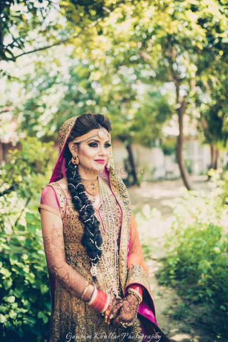 Sikh bride with braided hairstyle