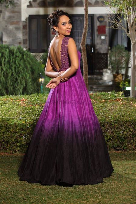 Purple and black dip dyed gown for cocktail