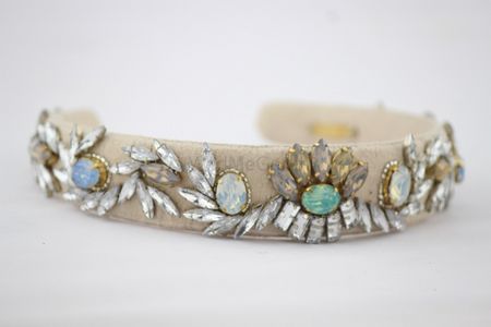 Photo of grey and mint hairband with jewel detailing