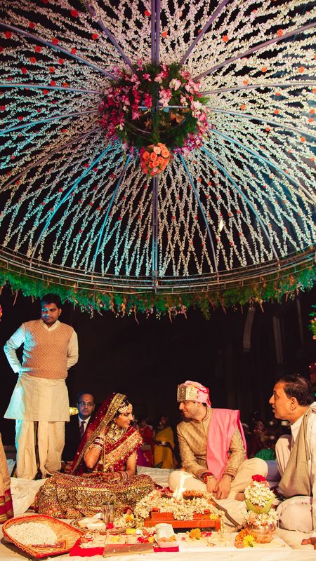Photo of Colourful mandap decor with floral jali