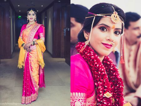 Bright pink marathi bridal look