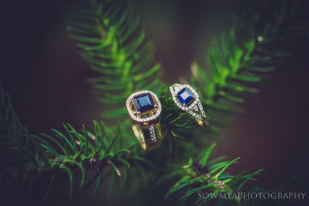 His and her engagement rung with sapphire