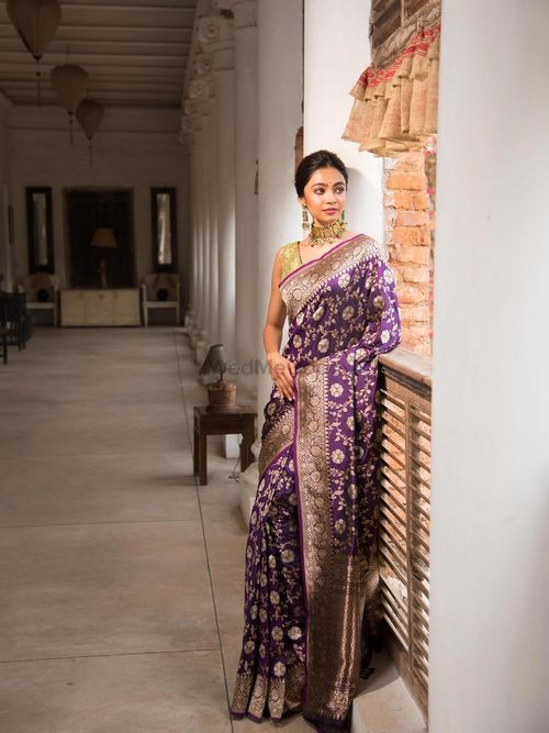 Red Banarasi Saree with Golden worj