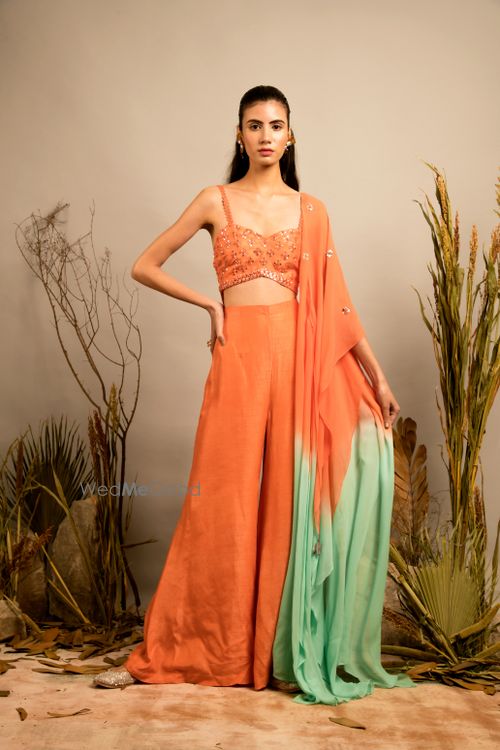 Orange shop silk jumpsuit