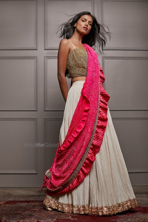 Multi Color Fancy Printed Lehenga Choli In Crush Fabric