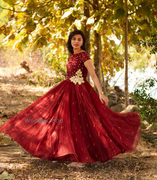 Maroon Satin Cocktail Gowns With Prices