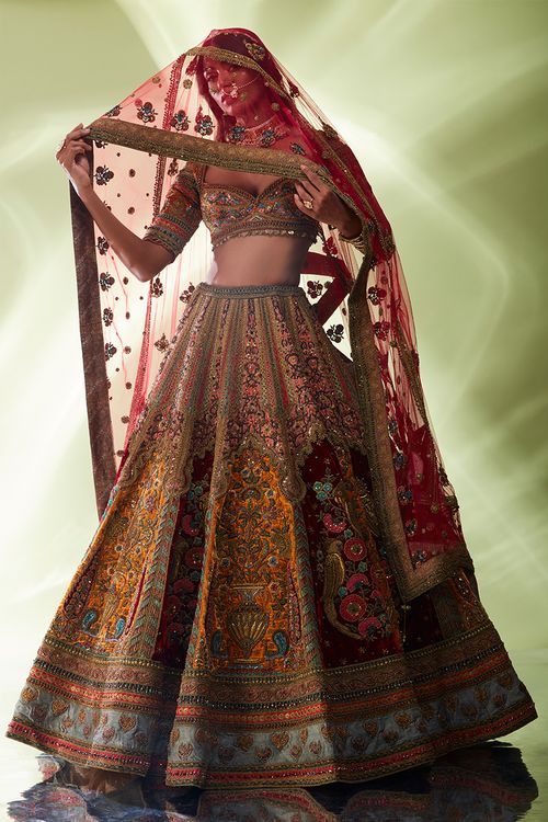 Unique Olive Green Colored Embroidery Work Party Wear Designer Net with Raw  Silk Lehenga Choli LC280 in Warangal at best price by 24 Fashion - Justdial