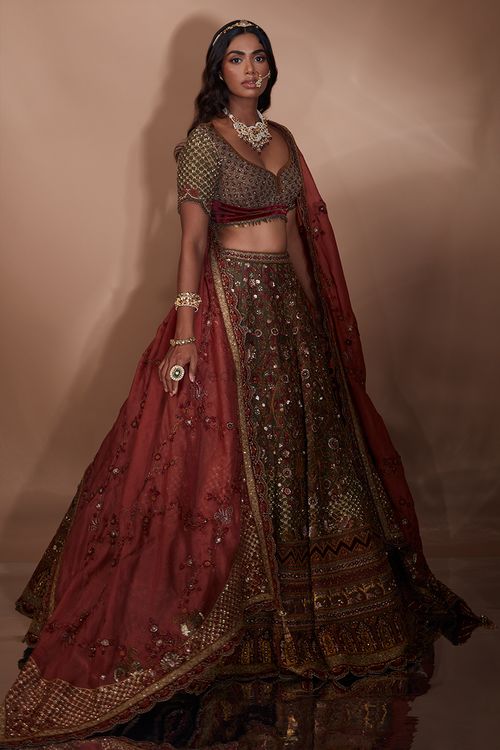 PEACH EMBROIDERED SILK SEMI STITCHED LEHENGA Manufacturer Supplier from  Surat India