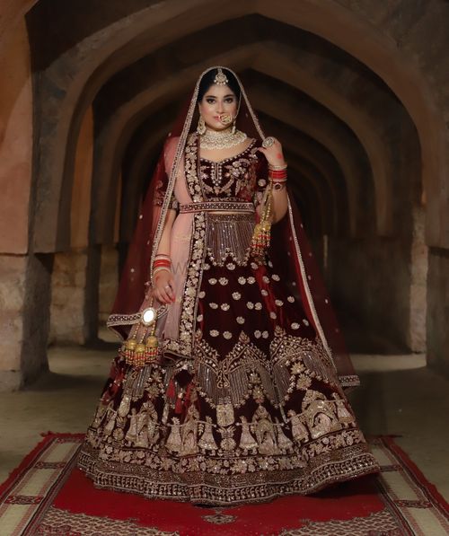 Maroon Wedding Lehenga Choli with Weaving Viscose - LC6127