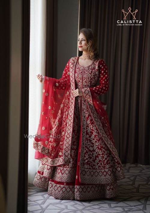 Red bridal anarkali sale