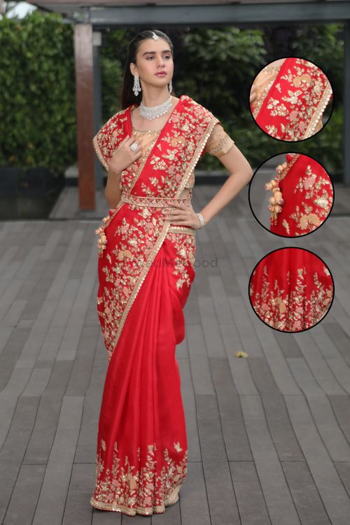 Red Organza Bridesmaids Sarees with Prices