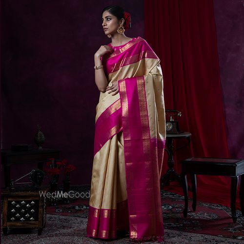 Beige Zari Woven Art Banarasi Silk Saree 5357SR06