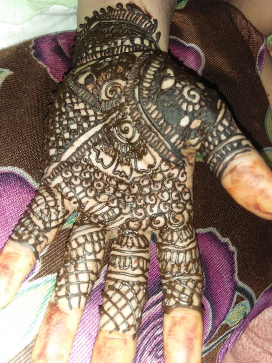 Hands with traditional indian henna tattoo Vector Image