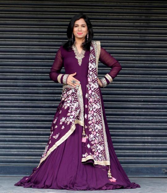 Purple heavy work saree – The Dress Bank