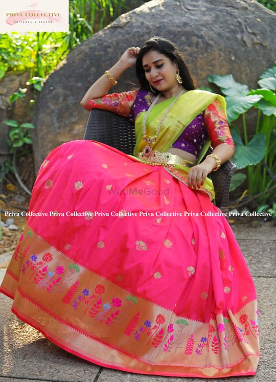 Buy AMIRTHA FASHION Girls New Traditional South Indian Lehenga Choli Langa  Voni Pattu Pavadai Half Saree (Pink Gold,13-14 Years) at Amazon.in