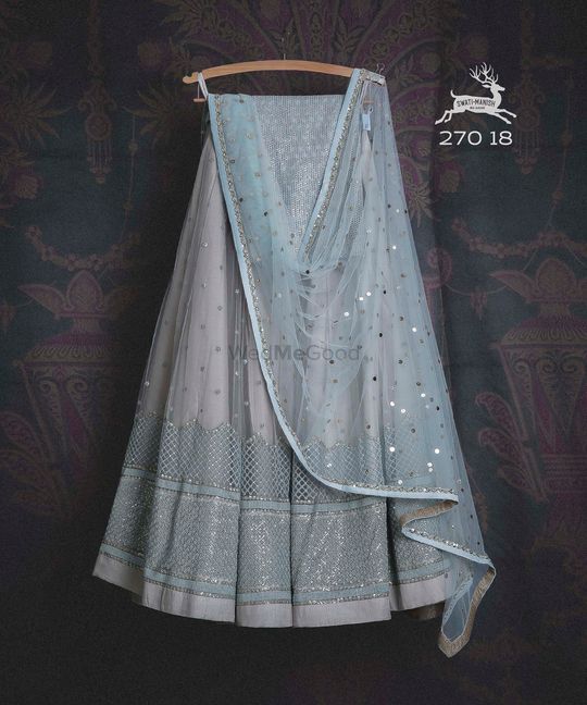 SwatiManish Lehengas SMF LEH 182 17 Black badla lehenga with floral  threadwork dupatta coral sequin blouse | Indian fashion dresses, Indian  outfits, Indian attire