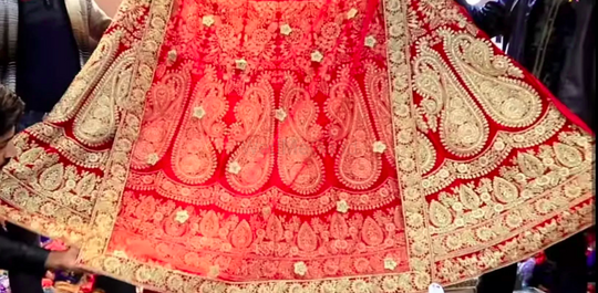 Navya Collections Warangal - Pure organza lehenga cloth with border,  matching Banaras jari blouse with organza cutwork dupatta. 4 m lehenga  material 1 m blouse 2.5 m dupatta Rs.3850 for above material