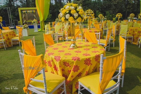 Photo Of Mehendi Decor Ideas With Yellow Table Setting