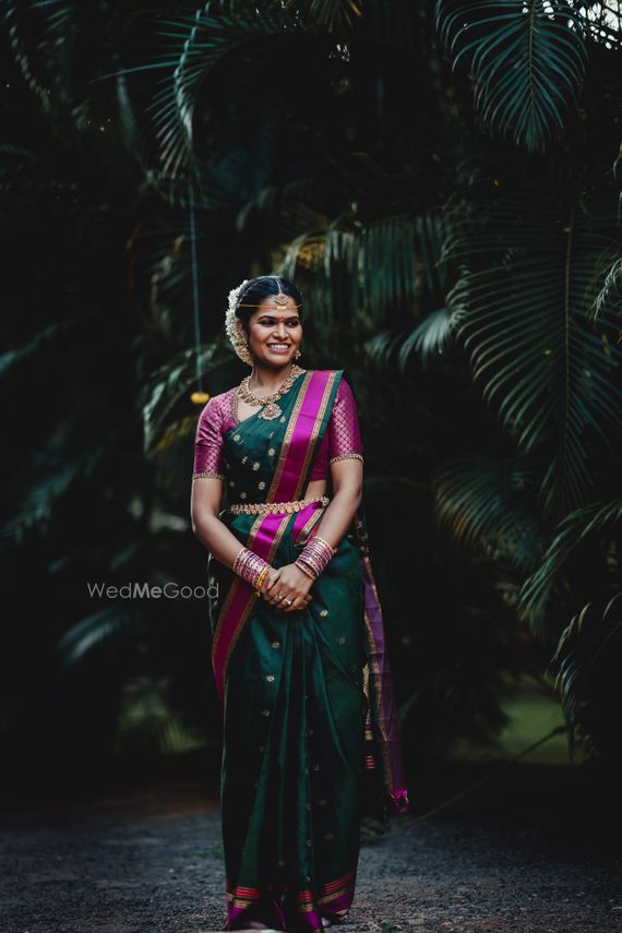dark green wedding saree
