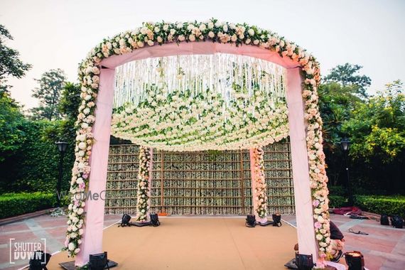 Photo Of Circular Light Pink Floral Mandap