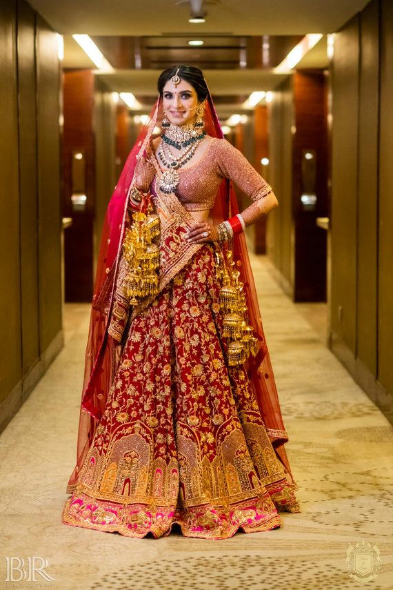 wedding lehenga red and gold