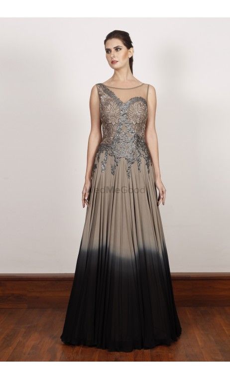 Photo Of Dark Grey And Black Dip Dye Cocktail Gown