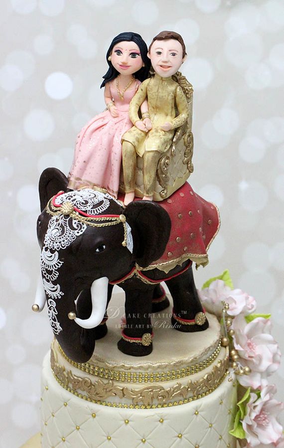 Photo Of Destination Wedding Cake Topper With Couple On Elephant