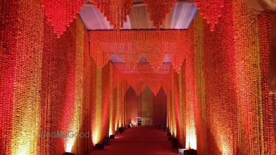 Photo Of Yellow And Orange Genda Flower Entrance Decor
