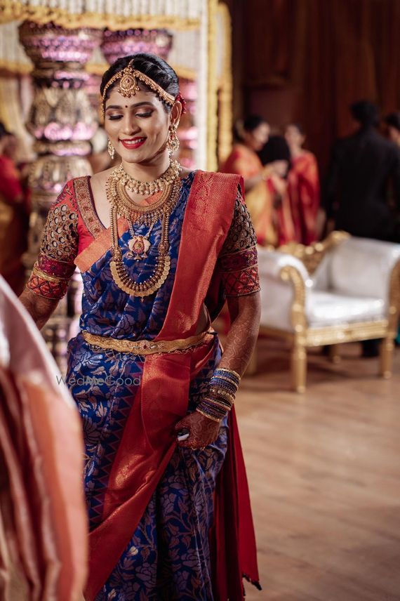 blue saree bride