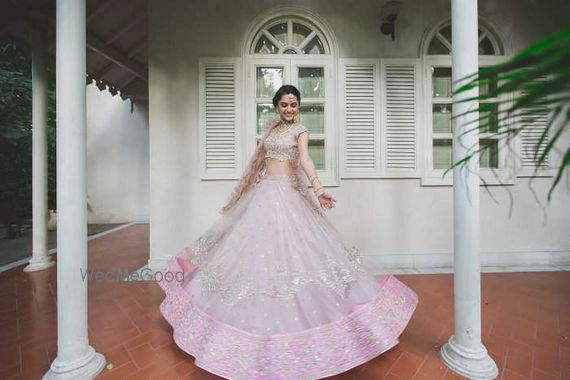 baby pink and silver lehenga