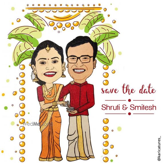 Photo Of A Caricature Save The Date Card Wedding Invitation