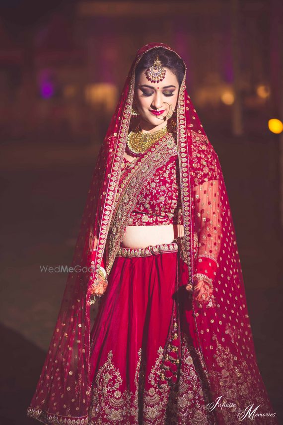deep red bridal lehenga