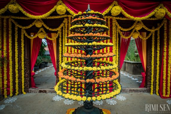 Photo Of Genda Flower South Indian Wedding Entrance Decor