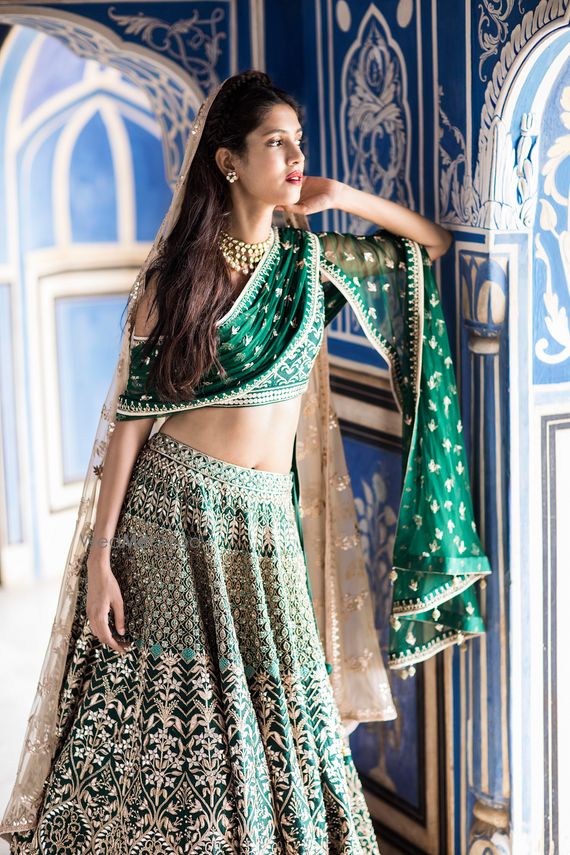 emerald green indian wedding dresses