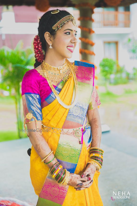 yellow south indian wedding sarees
