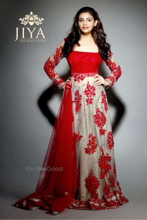 red white anarkali