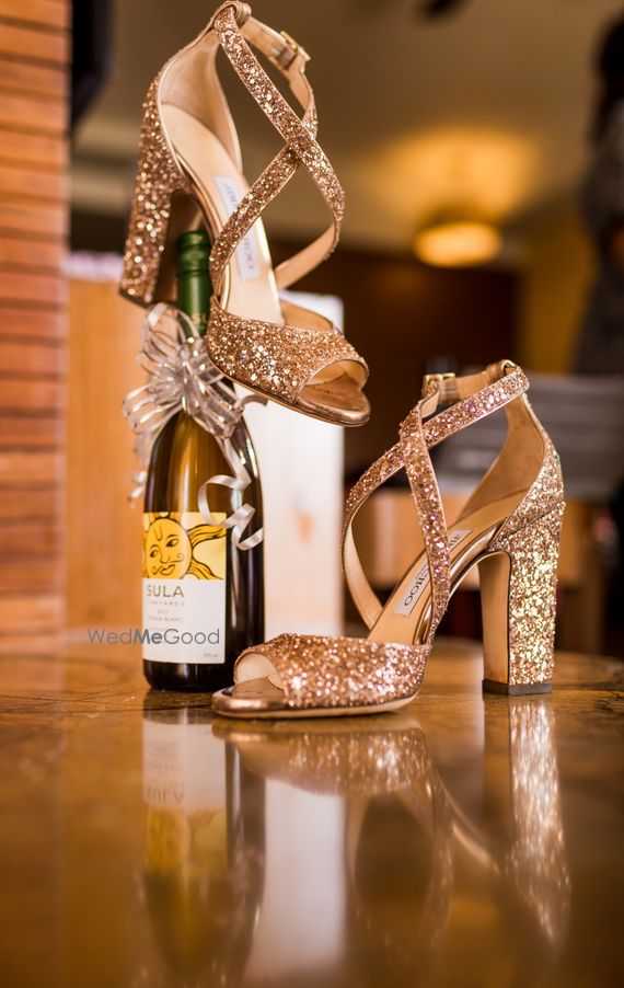 Photo Of Gold Shimmery Bridal Jimmy Choo Shoes