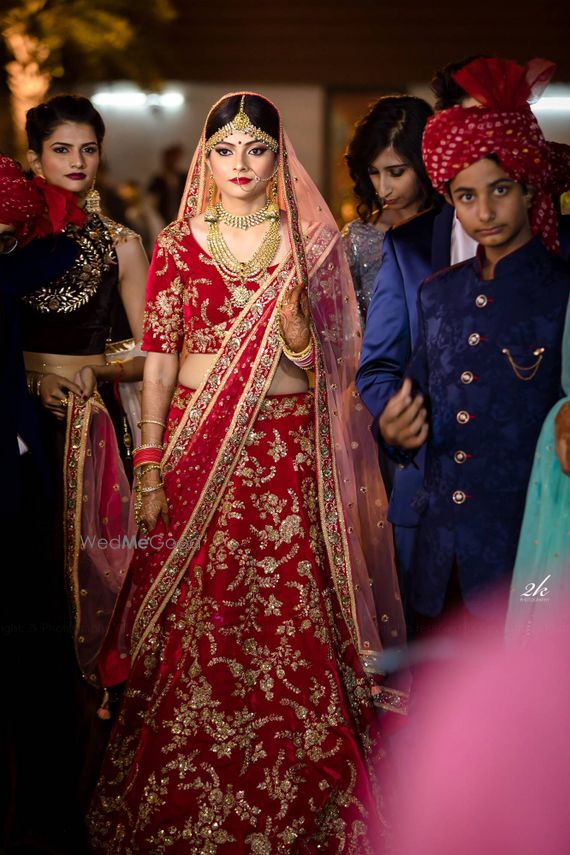 deep red bridal lehenga