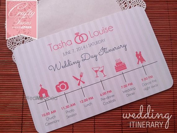 Photo Of Cute Wedding Day Itinerary Card For The Cute Wedding Day Itinerary Card