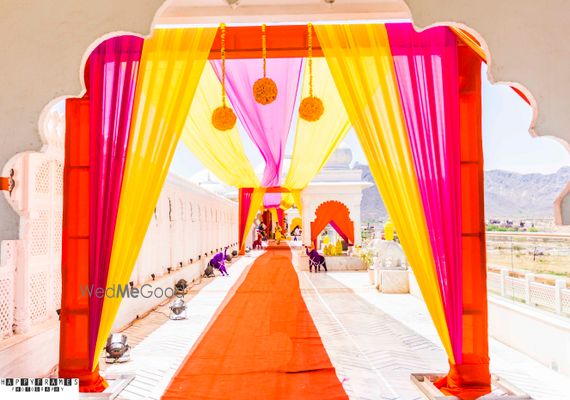 Photo Of Hot Pink And Yellow Curtain Drapes Entrance Decor