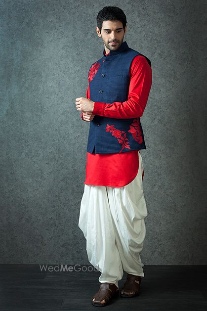 dhoti wear groom kurta jacket nehru pants mens ethnic outfit indian wedmegood navy outfits traditional latest attire mehendi kurtas suits