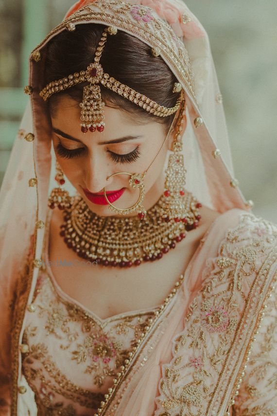 maroon and pink bridal lehenga