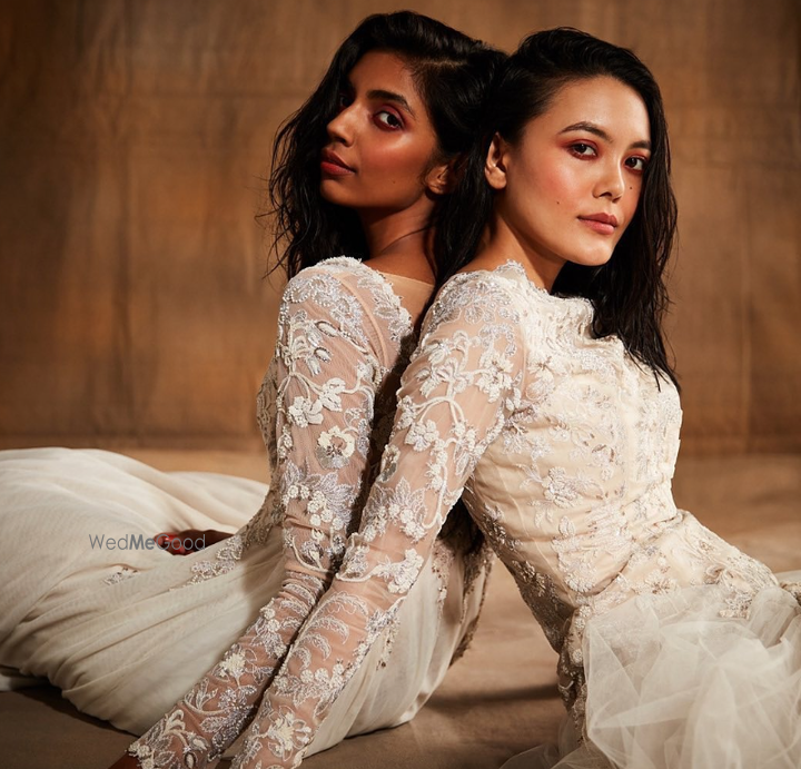 cocktail dresses in bangalore Dusty Pink Sequins Embroidered Net Cocktail Gown-NA2126