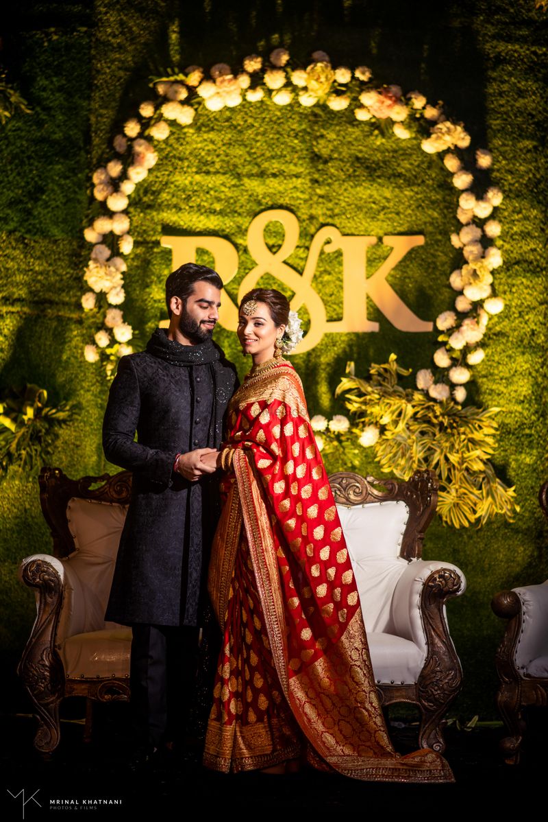 Photo of Beautiful engagement ceremony with a bride in red saree