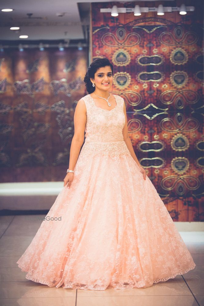 Peach colour sales gown for engagement