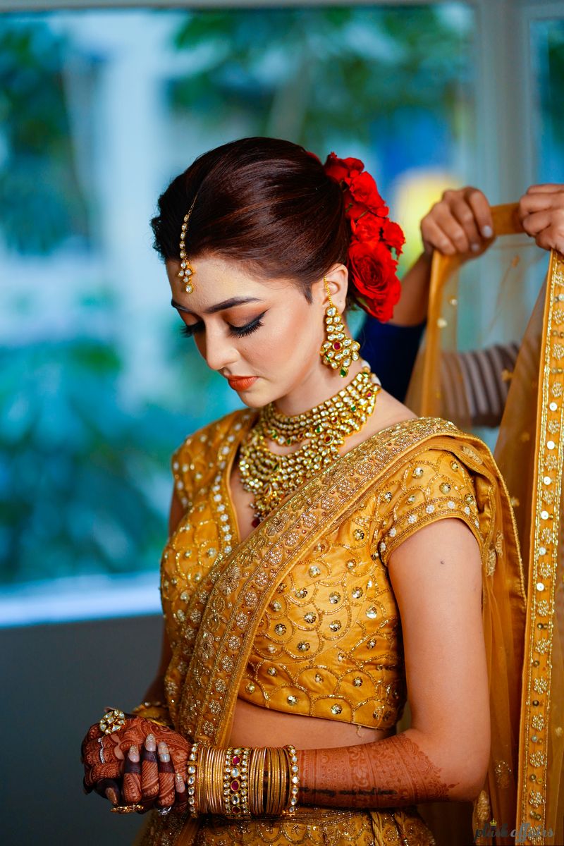 yashvi_k redefined minimalistic elegance in this unconventional orange  lehenga with striking makeup look with that glass skin!⁣ ⁣ �... | Instagram