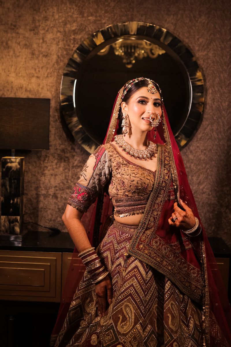 Bridal Wear Taffeta Silk Red Lehenga at Rs 3080 in Surat | ID: 19454920173