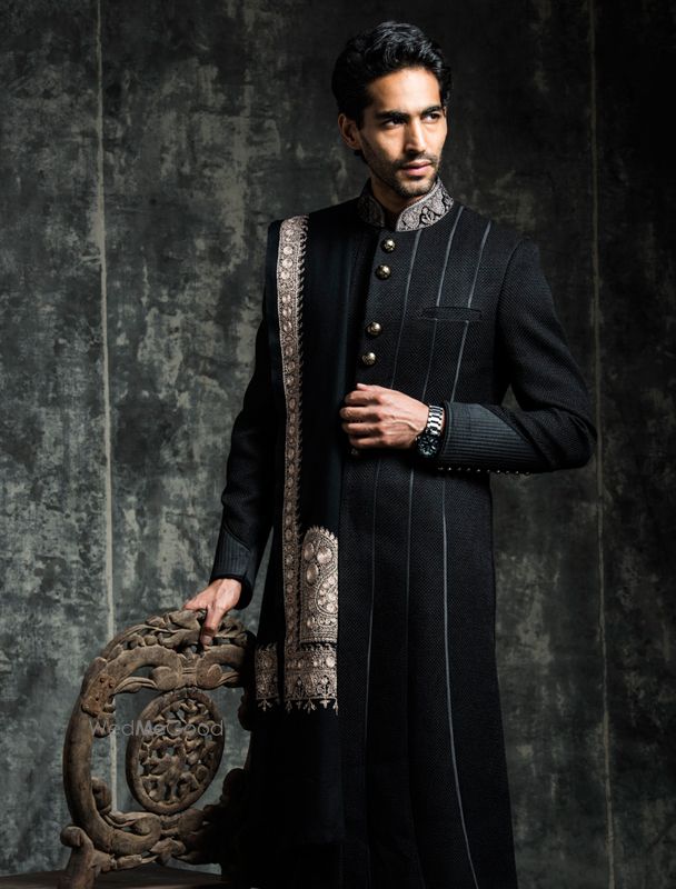 Photo of nehru collar black sherwani
