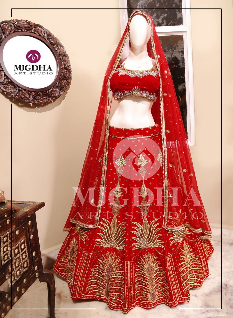 Stunning Bridal Half Saree by Mugdha Art Studio – South India Fashion |  Indian bridal, Fashion, India fashion